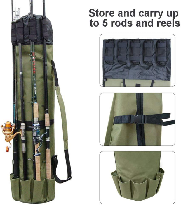 On Sale Portable Fishing Bags Folding Fishing Rod Carrier Canvas
